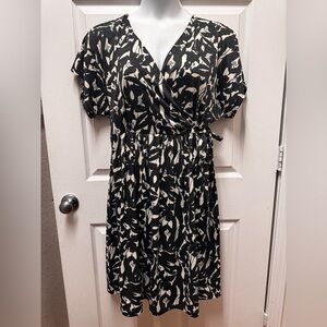 Chic Black and White Floral Midi Dress